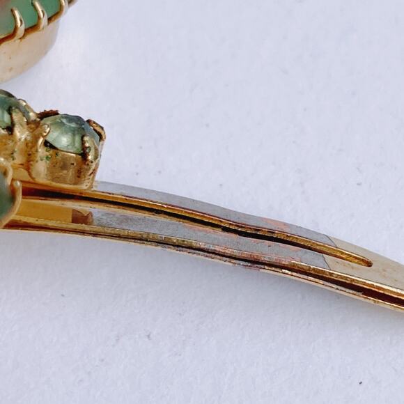 VTG 1950s Butterfly Hair Clip AB Rhinestones Frosted Molded Givre Glass Mid Cent - Picture 9 of 11